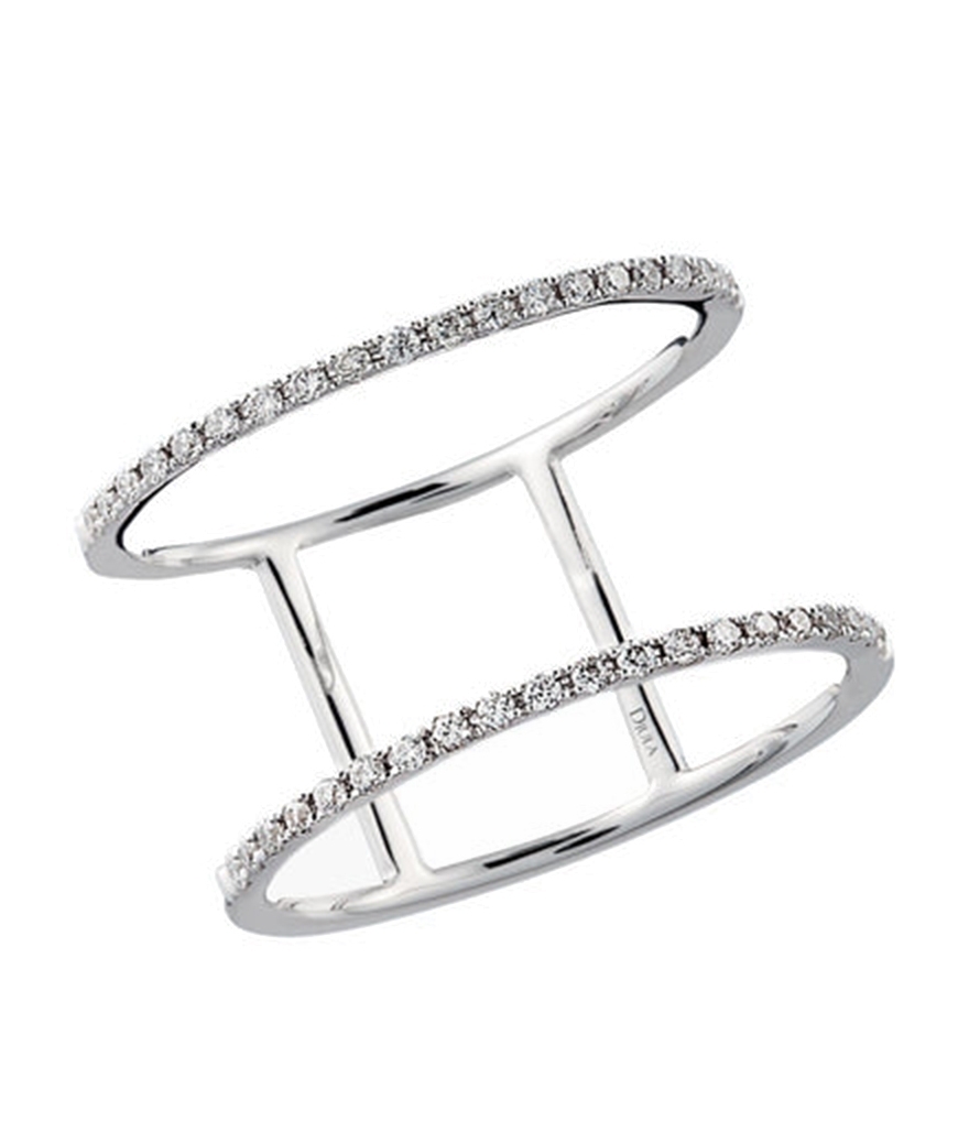 Bague Djula double anneaux or blanc diamants