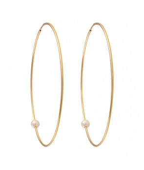 Créoles Claverin Pearly Hoop XL or jaune perle blanche