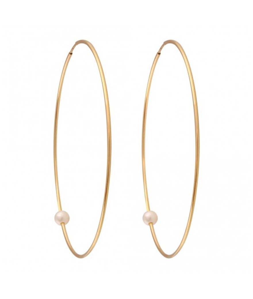 Créoles Claverin Pearly Hoop XL or jaune perle blanche