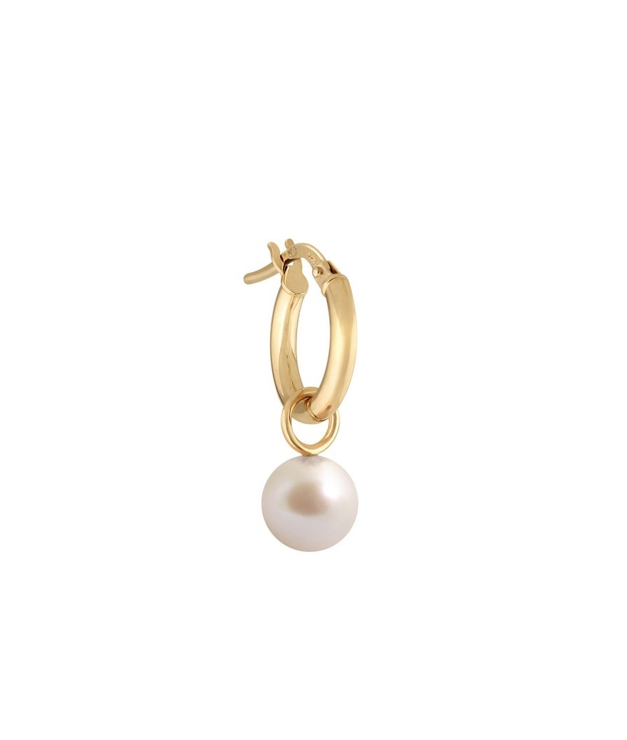 Boucle d'oreille Claverin Simply Mono or jaune perle blanche