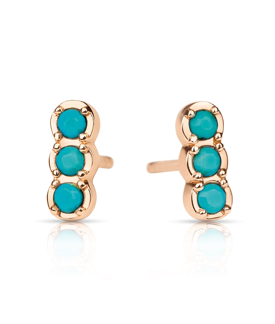 Boucles d'oreilles Ginette NY Fallen Sky Strip or rose turquoise