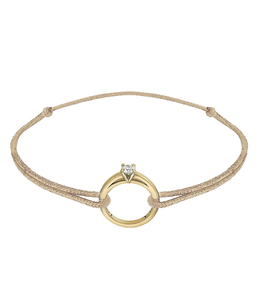 Bracelet Eakan Mia or jaune diamant sur cordon beige