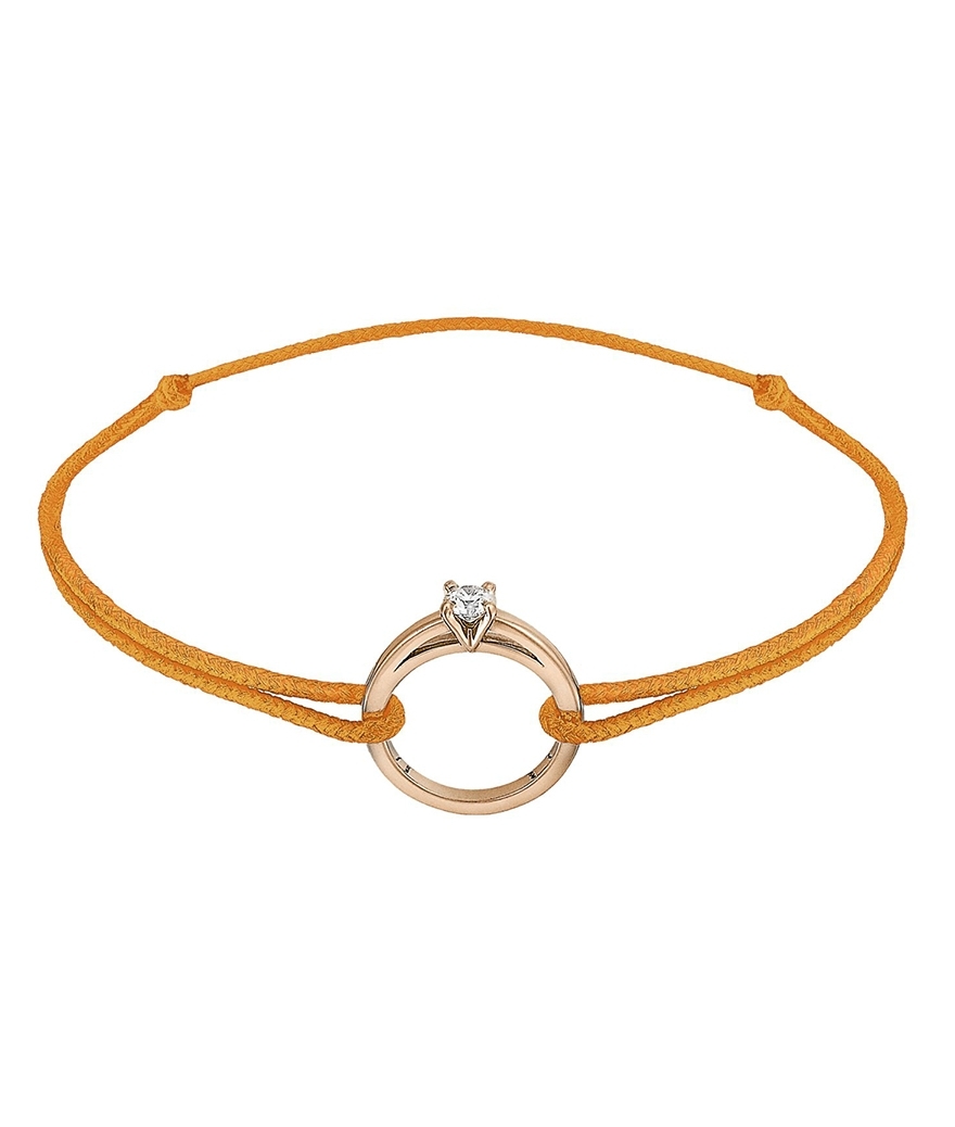 Bracelet Eakan Mia or rose diamant sur cordon orange