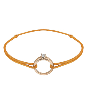 Bracelet Eakan Mia or rose diamant sur cordon orange