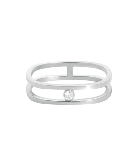 Bague Vanrycke Charlie double or blanc 1 diamant