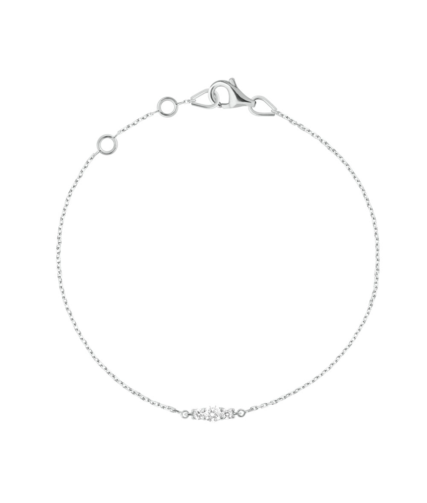 Bracelet Trilogie or blanc diamants