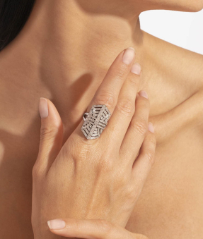 Bague Statement Stairway argent diamants
