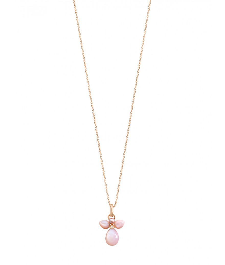 Pendentif Ange nacre rose diamant