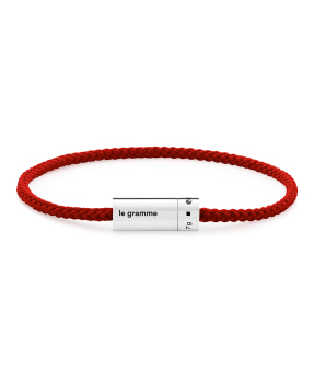 Bracelet Le Gramme Câble 7 Grammes nato rouge argent lisse poli