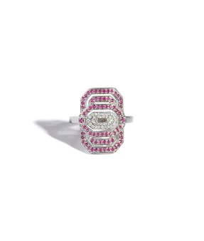 Bague Statement mini My Way argent saphirs roses diamants