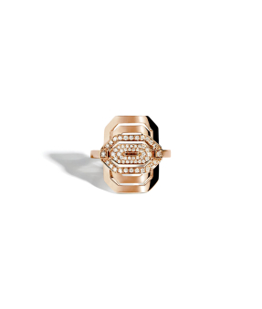 Bague Statement mini My Way semi pavée or rose diamants