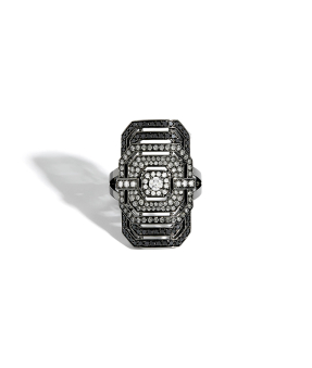 Bague Statement My Way rhodium noir diamants