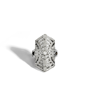 Bague Statement Stairway argent diamants
