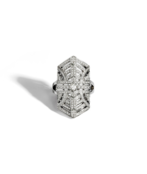 Bague Statement Stairway argent diamants