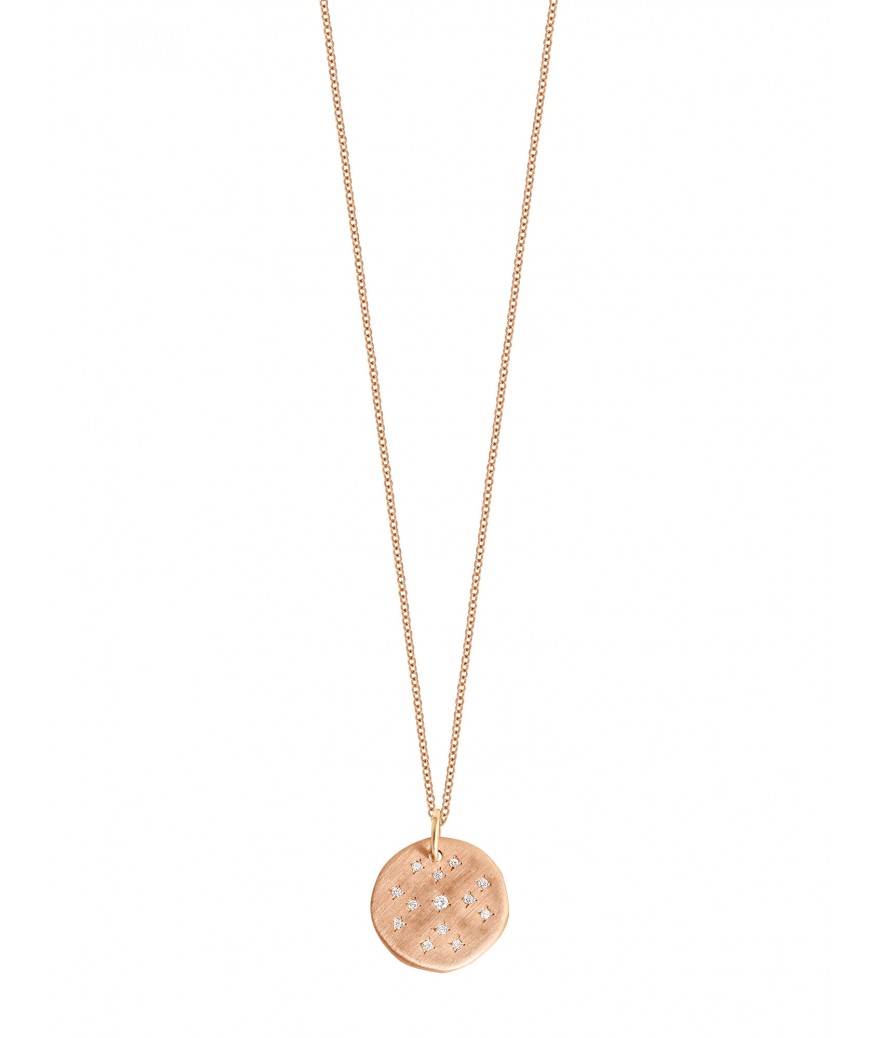 Collier Médaille Constellé or rose diamants grand modèle