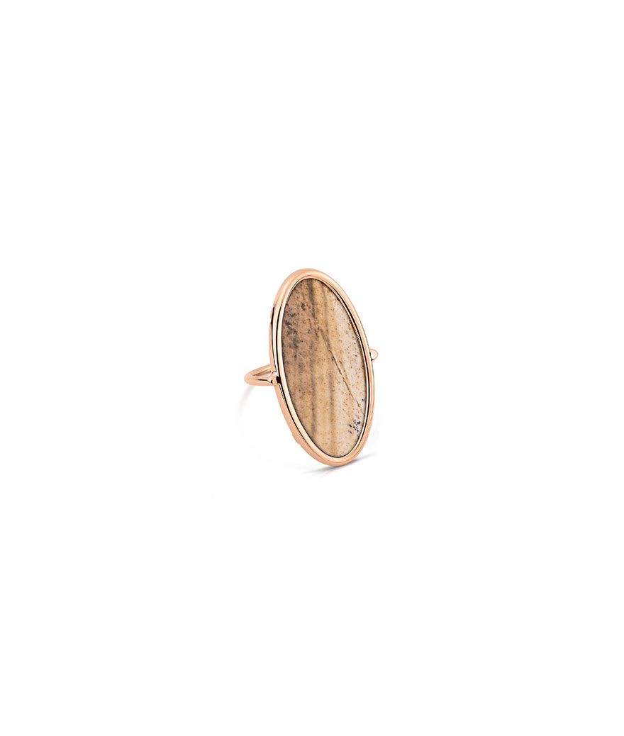 Bague Ginette NY Ellipse Picture Jasper Ring or rose