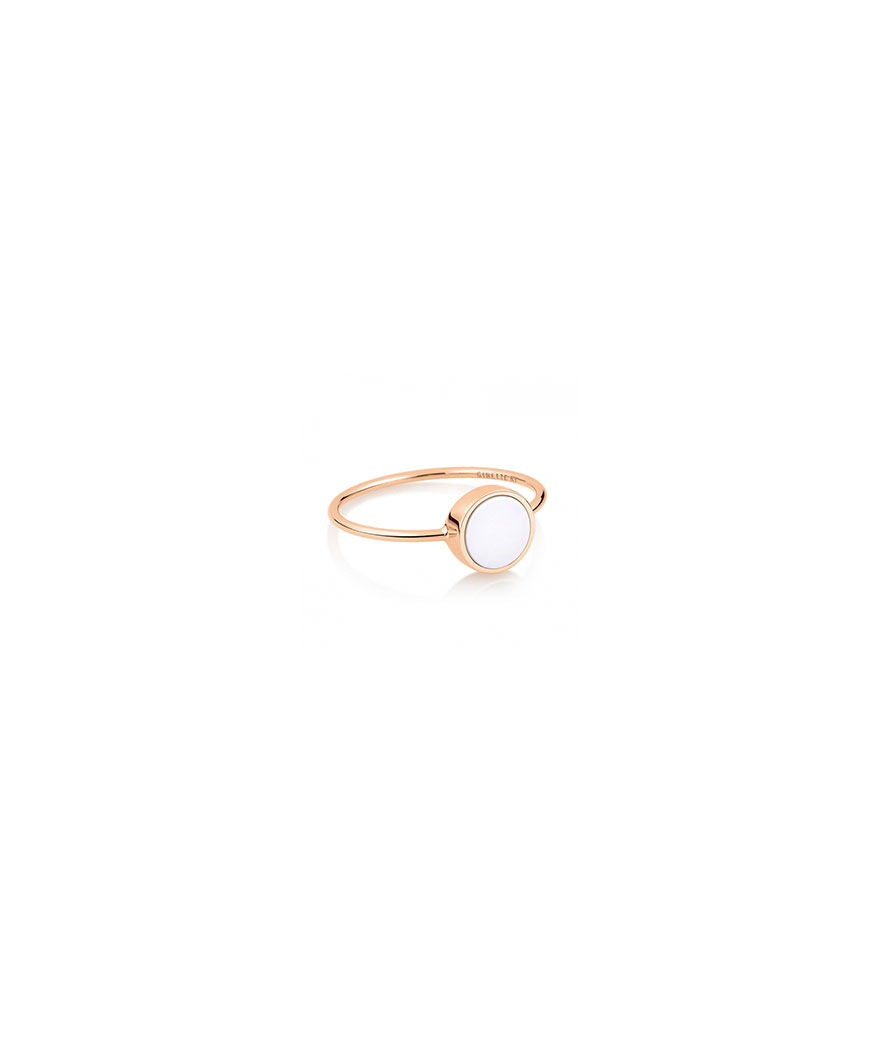 Bague Ginette NY Disc Mini Ever or rose agate blanche