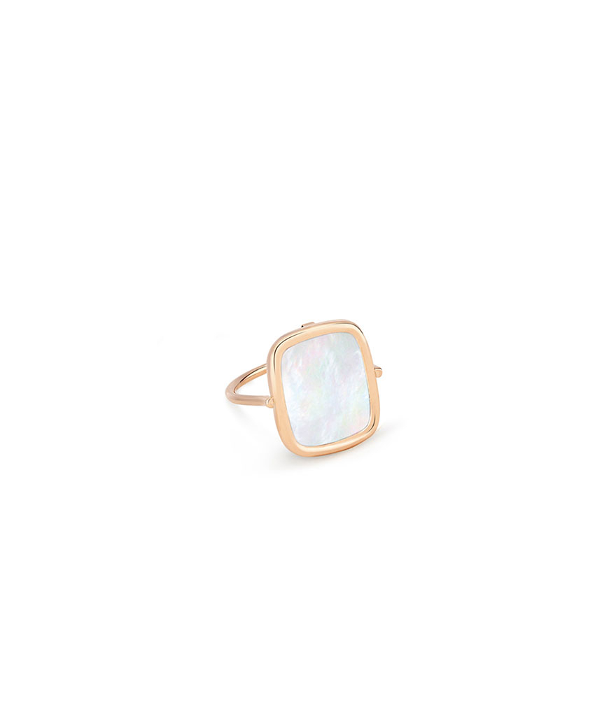 Bague Ginette NY Antique Ring or rose nacre blanche