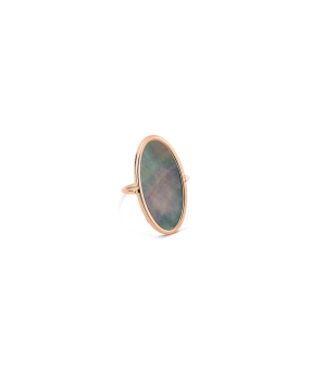 Bague Ginette NY Ellipse or rose nacre noire