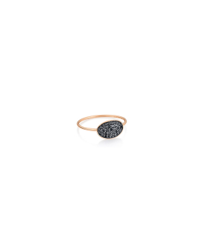 Bague Ginette NY Mini Sequin or rose diamants noirs