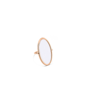 Bague Ginette NY Ellipse or rose agate blanche