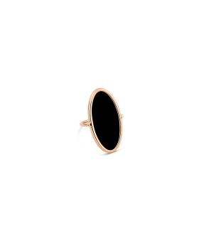 Bague Ginette NY Ellipse or rose onyx noir