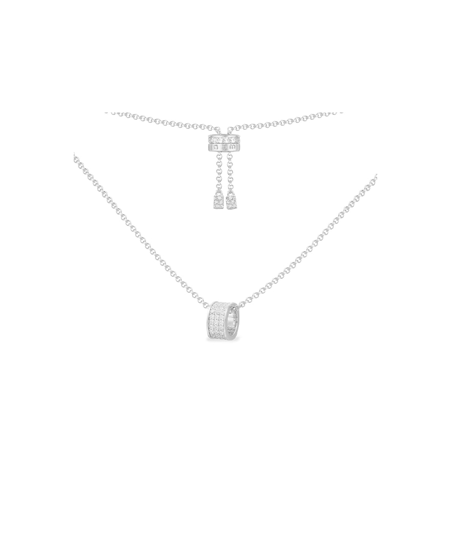 Collier APM Monaco Ajustable avec Pendentif Anneau Pavé
