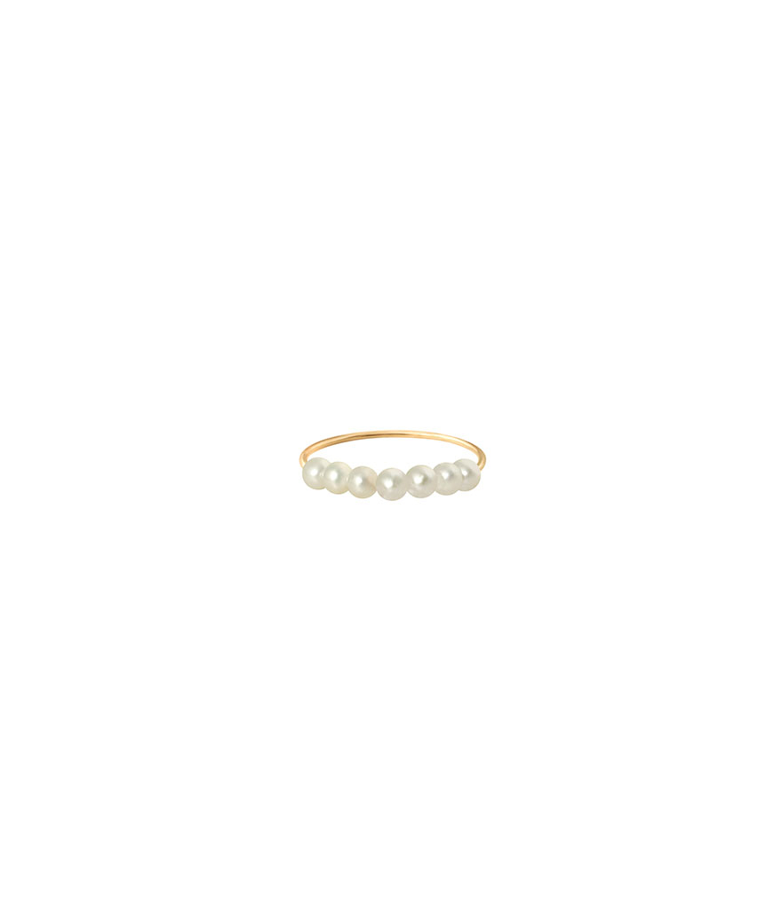 Bague Claverin Fresh Princess or jaune perles blanches