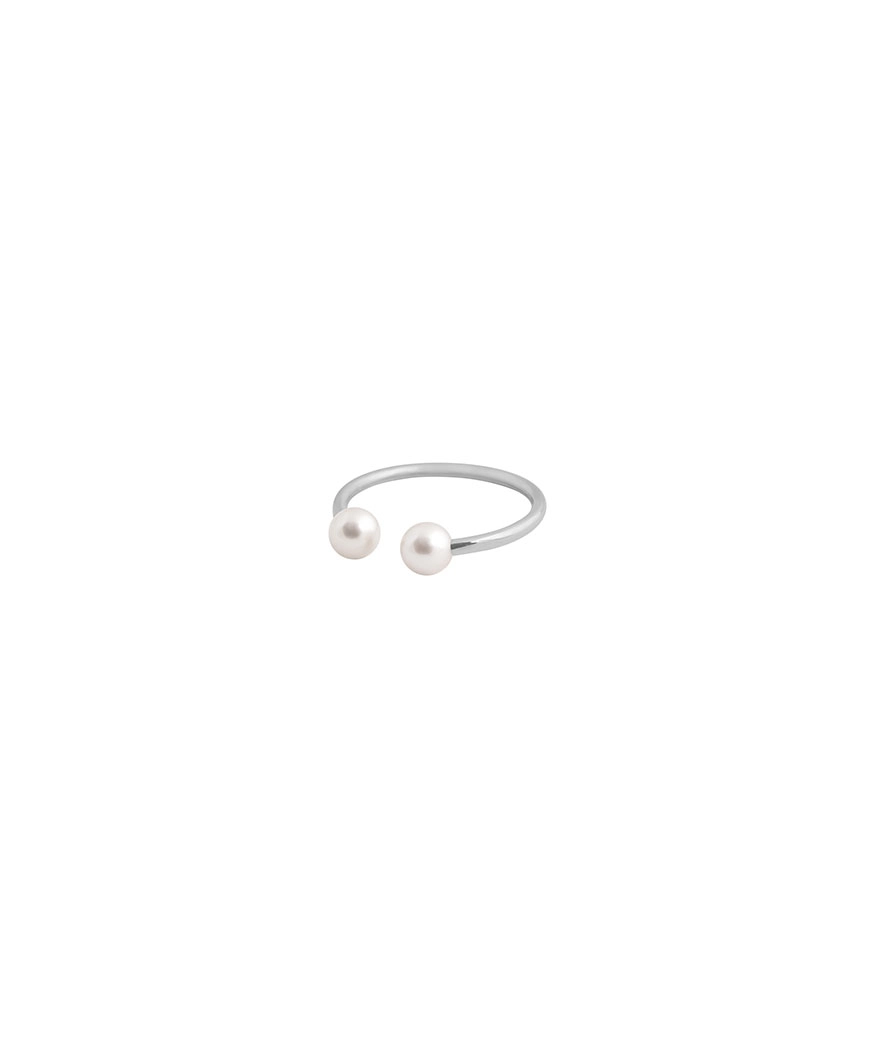 Bague Jonc Claverin or blanc perle blanche taille M