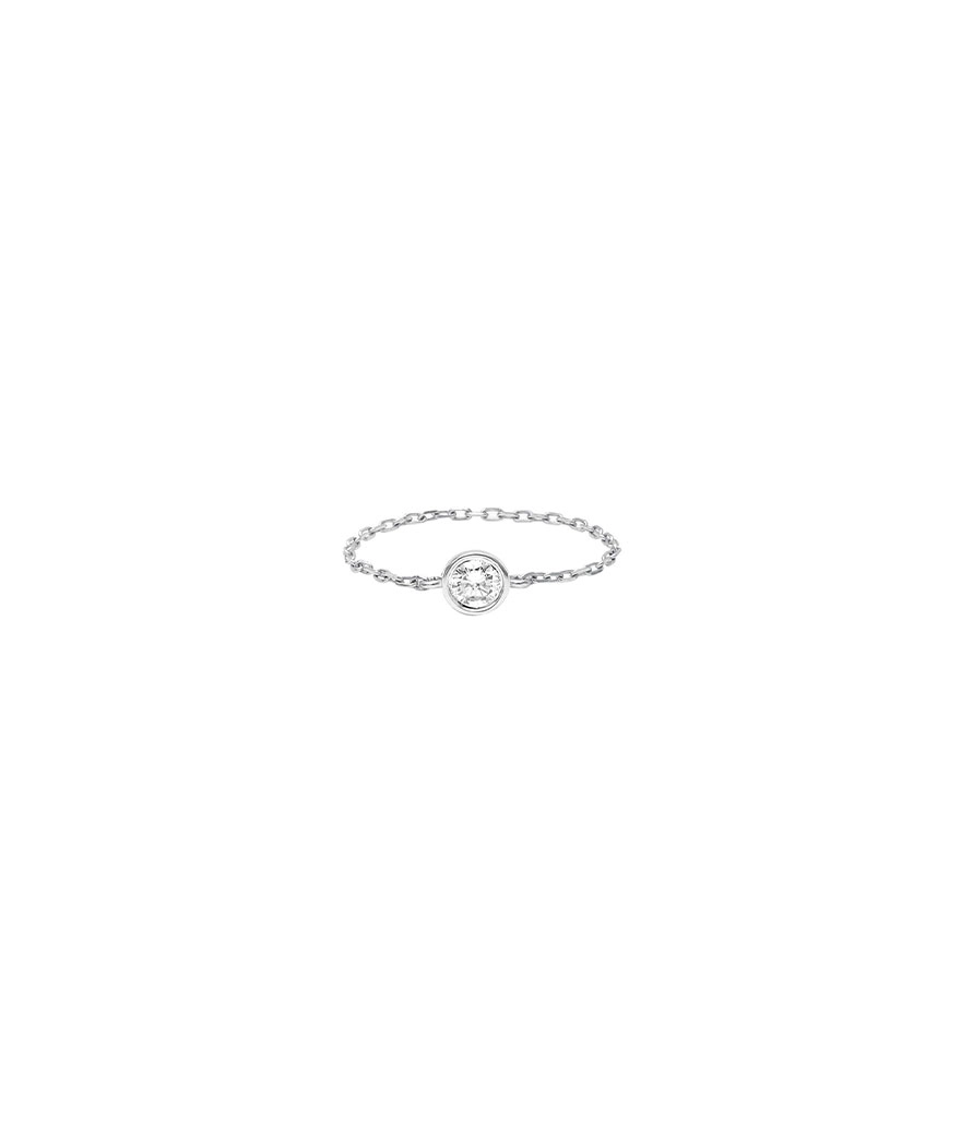 Bague chaine Djula or blanc diamant