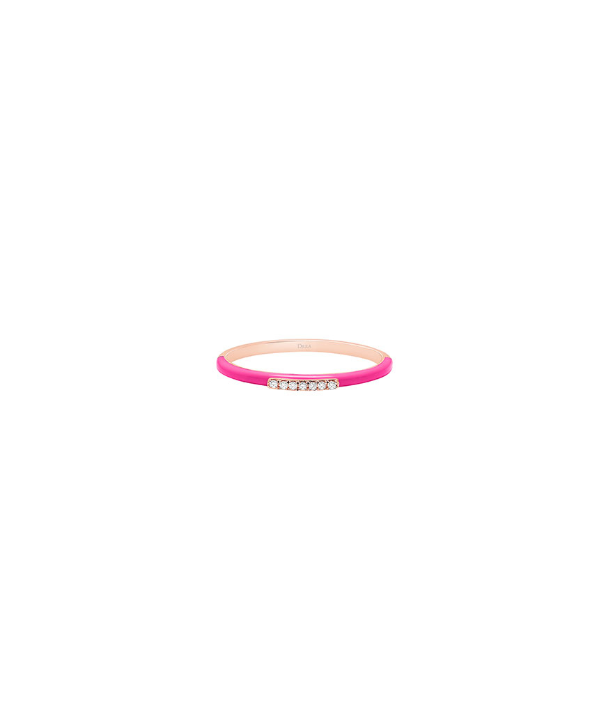 Bague Djula émail rose or rose diamants