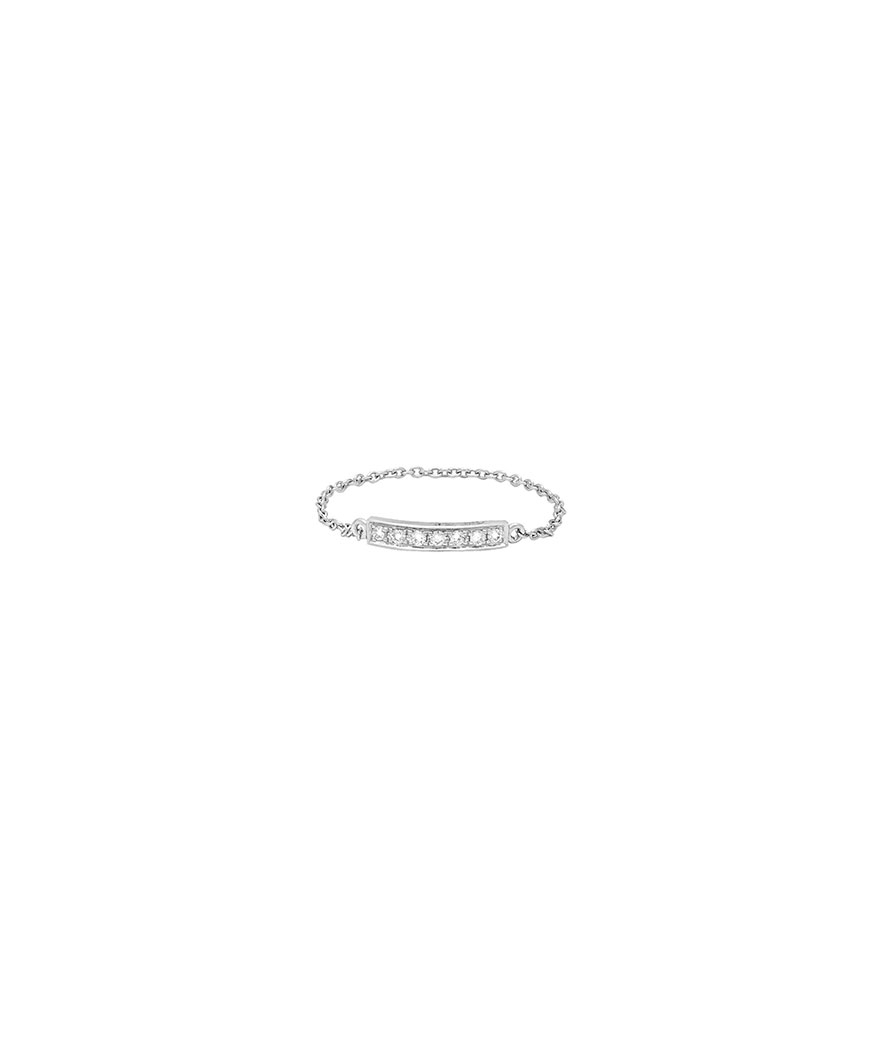 Bague chaîne Djula barre or blanc diamants