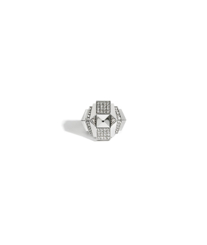 Bague Statement Rock Away pyramide argent semi pavée