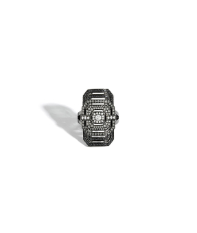 Bague Statement My Way rhodium noir diamants