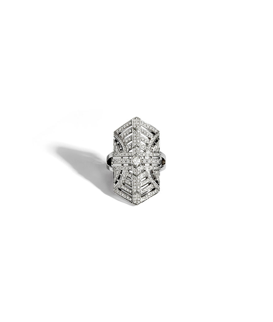 Bague Statement Stairway argent diamants