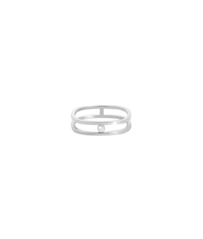 Bague Vanrycke Charlie double or blanc 1 diamant