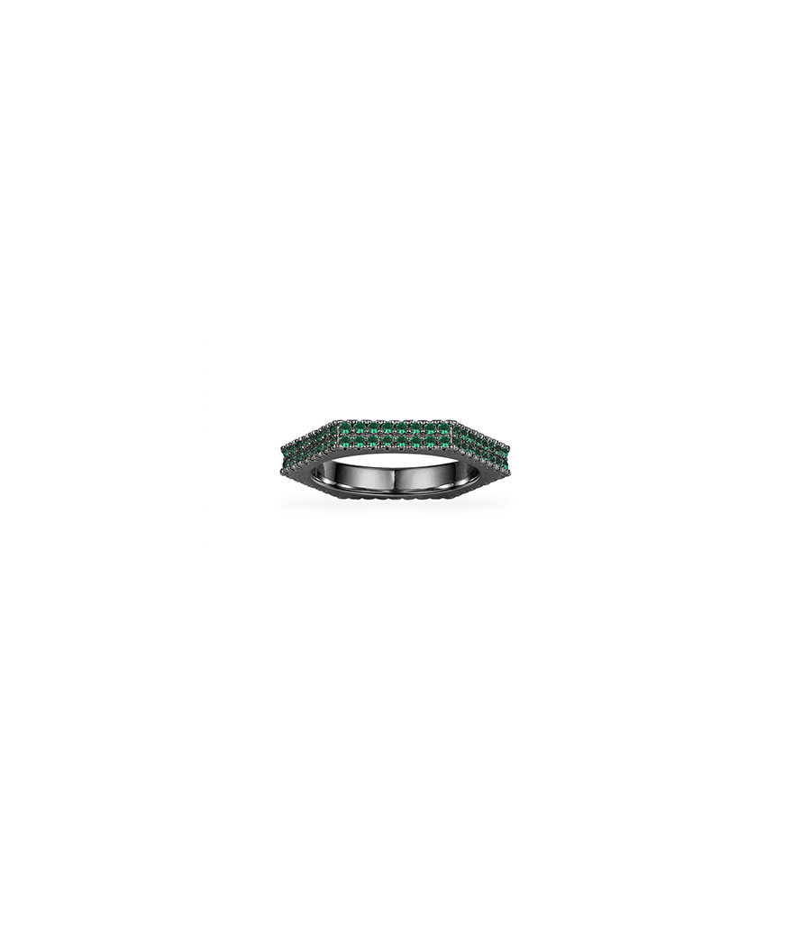 Bague APM Monaco Unisex géométrique verte argent gris foncé