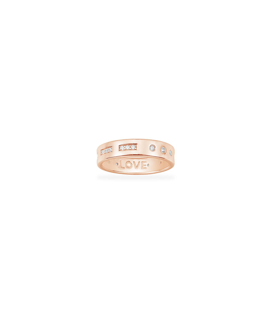 Bague APM Monaco Morse Code Love argent rose