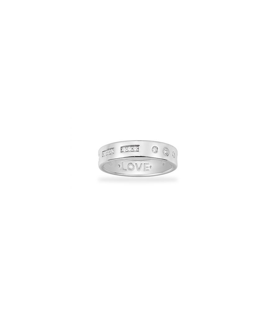 Bague APM Monaco Morse Code Love argent