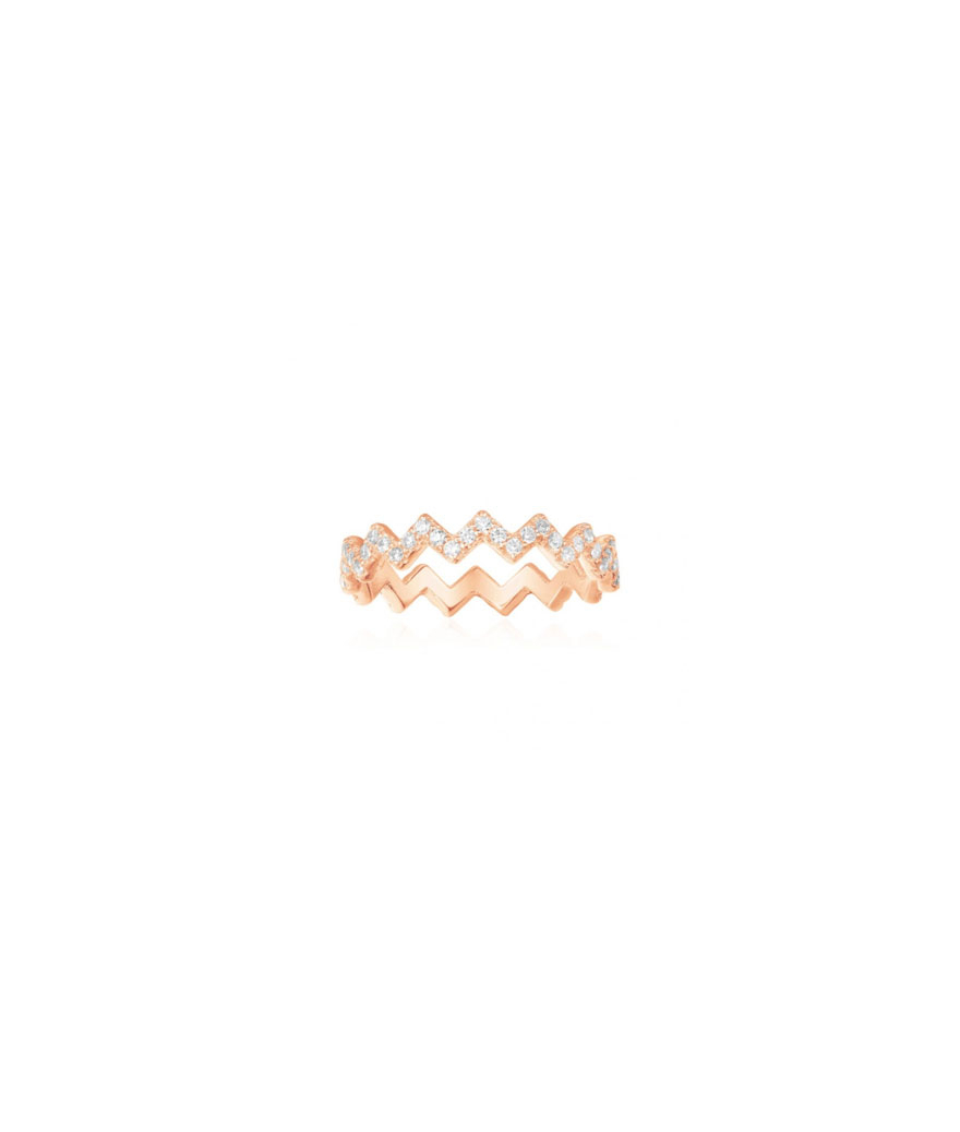 Bague APM Monaco Up And Down zigzag argent rose