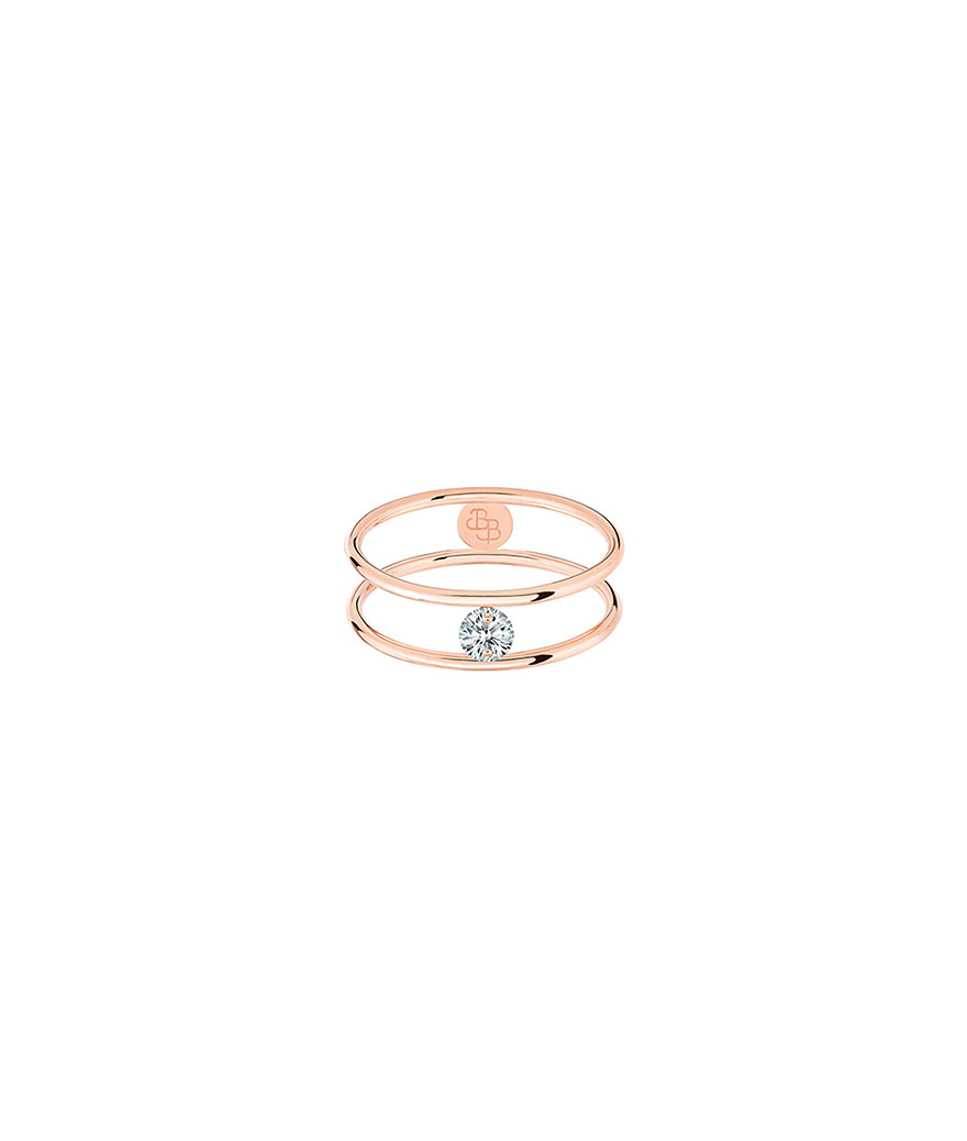 Bague La Brune et La Blonde Hula Hoop or rose diamant