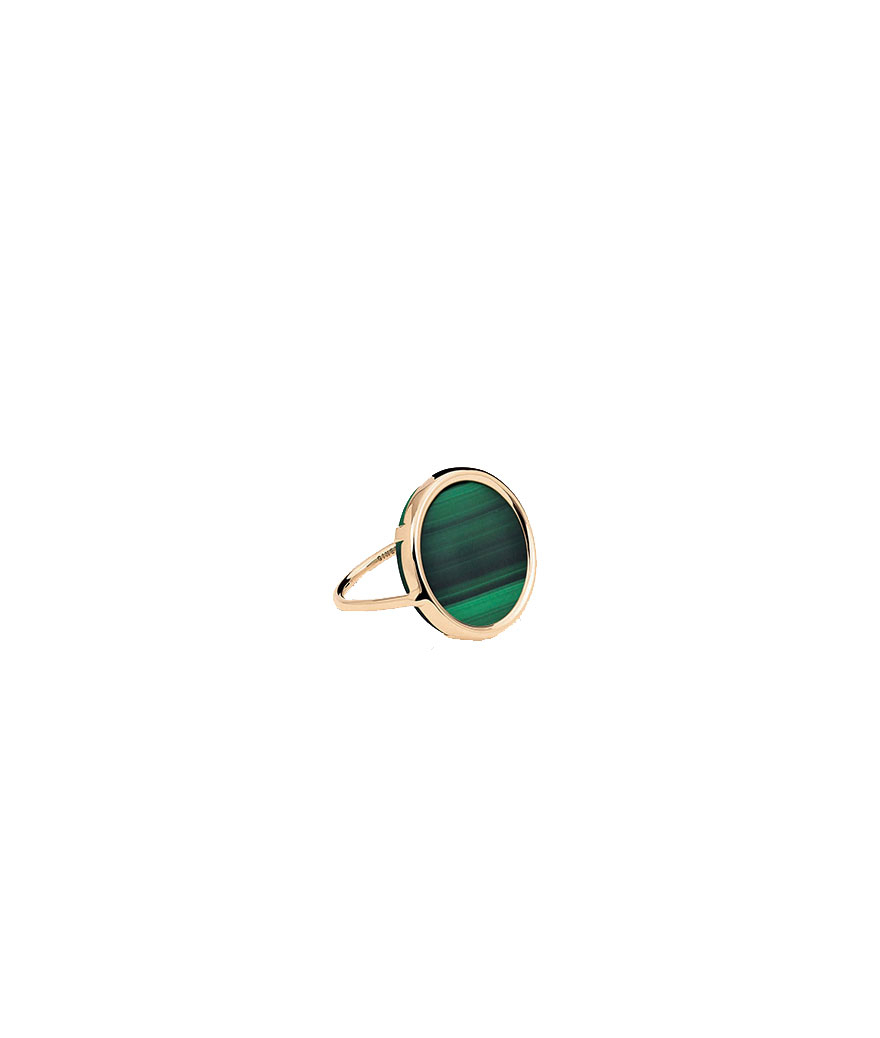 Bague Ginette NY Ever Disc Ring or rose malachite