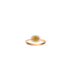 Bague or rose saphir peche ovale diamants