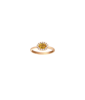 Bague or rose saphir peche ovale diamants