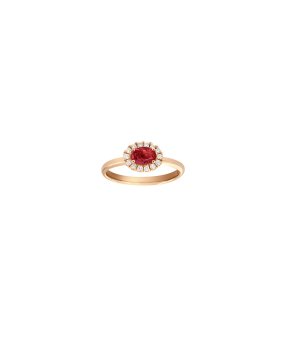 Bague or rose rubis ovale diamants