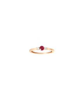 Bague Trilogie or rose rubis diamants