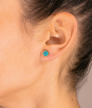Boucles d'oreilles or 18k fille Turquoise 19mm