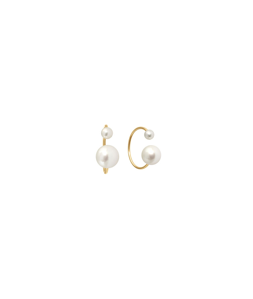 Earcuff Claverin Hanging One or jaune perle blanche