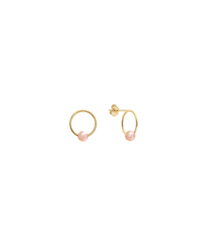 Boucles d'oreilles Claverin BO Ring or jaune perle rose