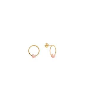 Boucles d'oreilles Claverin BO Ring or jaune perle rose